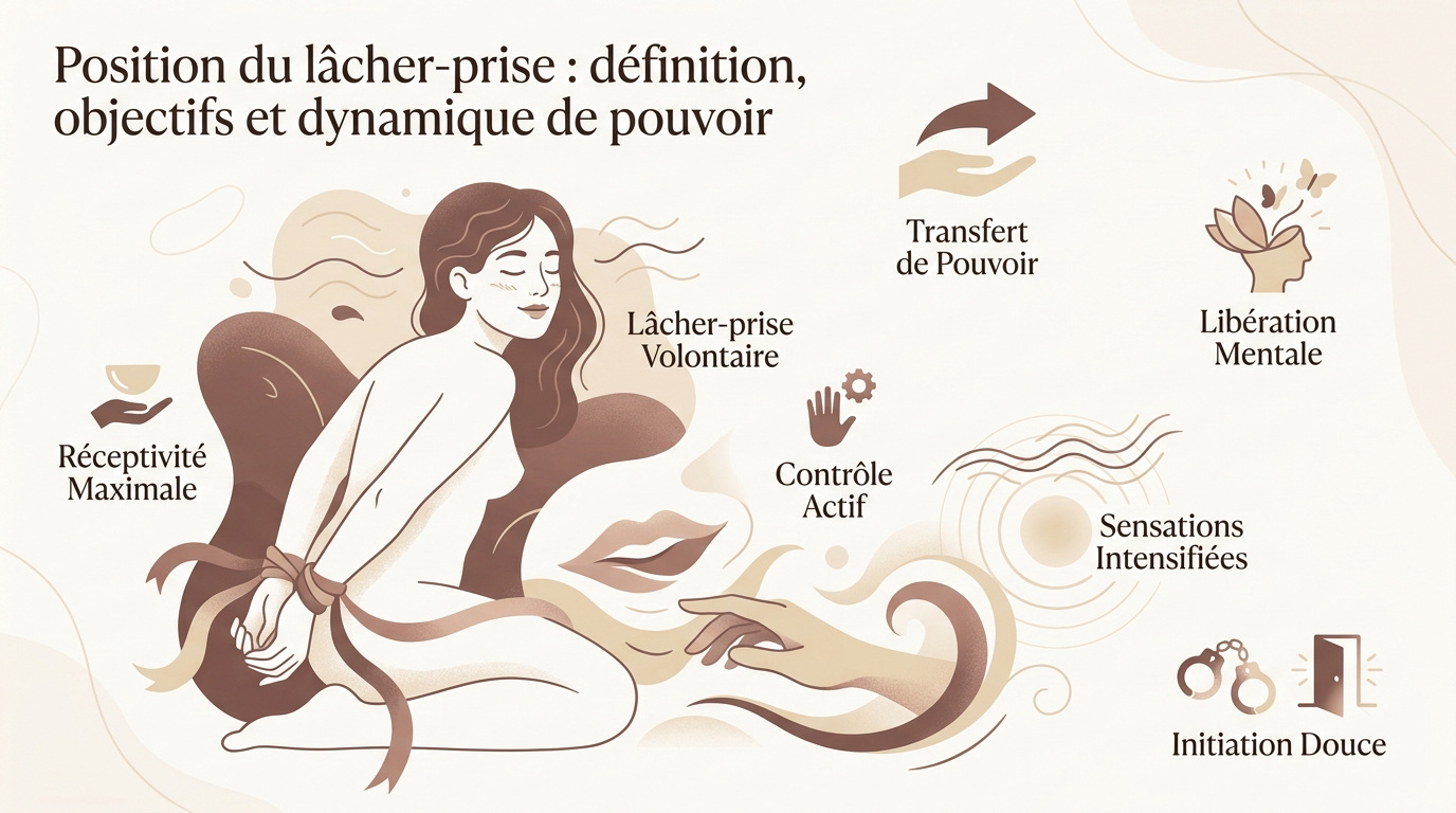 Représentation symbolique de la position du lâcher-prise mêlant bondage et intimité